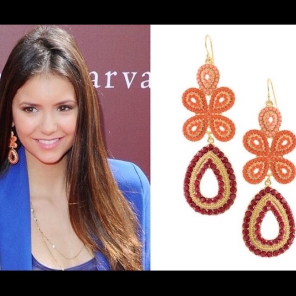 :: Stella & Dot Coral Capri Chandelier Earrings Retired Treasures!!! - Picture 8 of 13